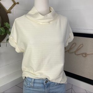 Anthro Postage Stamp Textured Cream Top